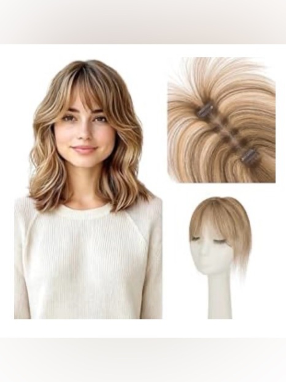 10 inch human hair, hair topper, honey blonde